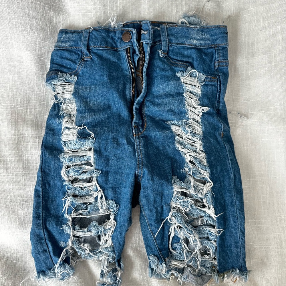 Fashion Nova Light Blue Distressed Denim Jeans